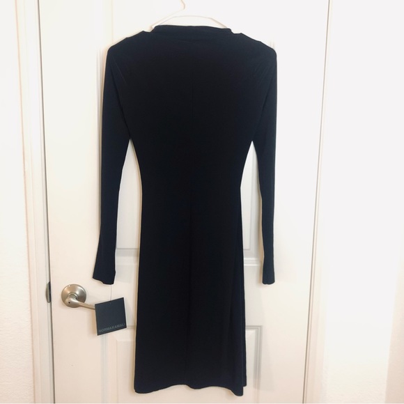 NWT New Norma Kamali Long Sleeve Modern Side Drape Dress XS Black Revolve - Picture 6 of 13